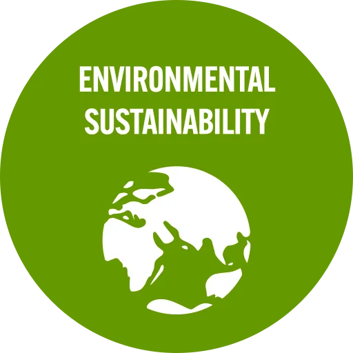 Environmental sustainability logo on green background for sustainable websites.