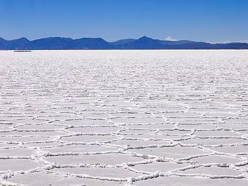 Patterns of salt in the Salar Uyuni in Bolivia.