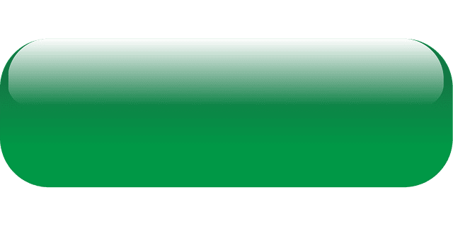 A raised green button on a clear background.
