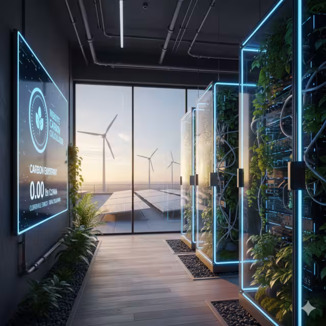 A data server with a wind turbine to show eco-techinical website design.