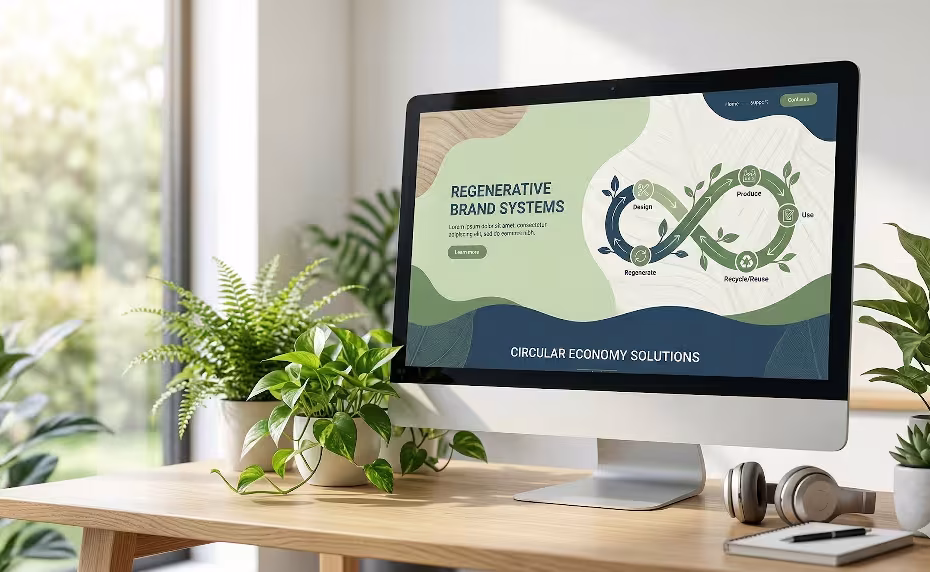 A computer screen showing biophilic branding.