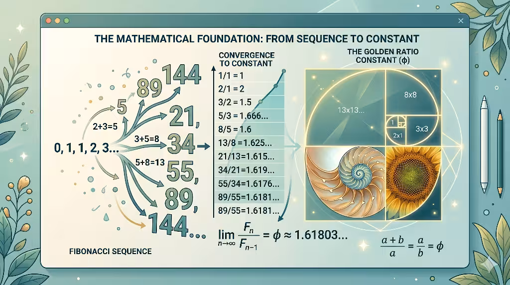 Explanation of the mathematical foundation behind the golden ratio.