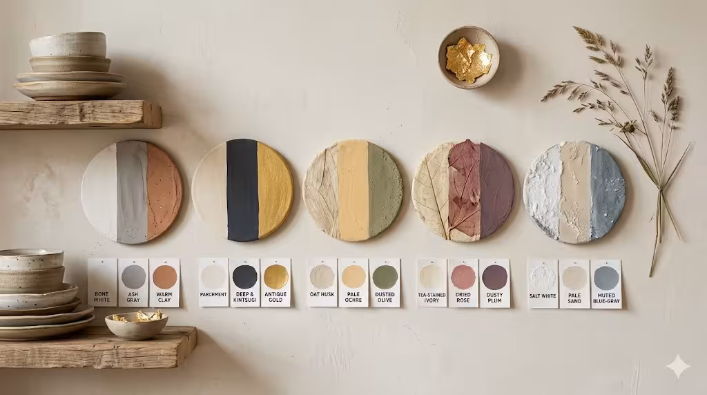 5 wabi-sabi color palettes.