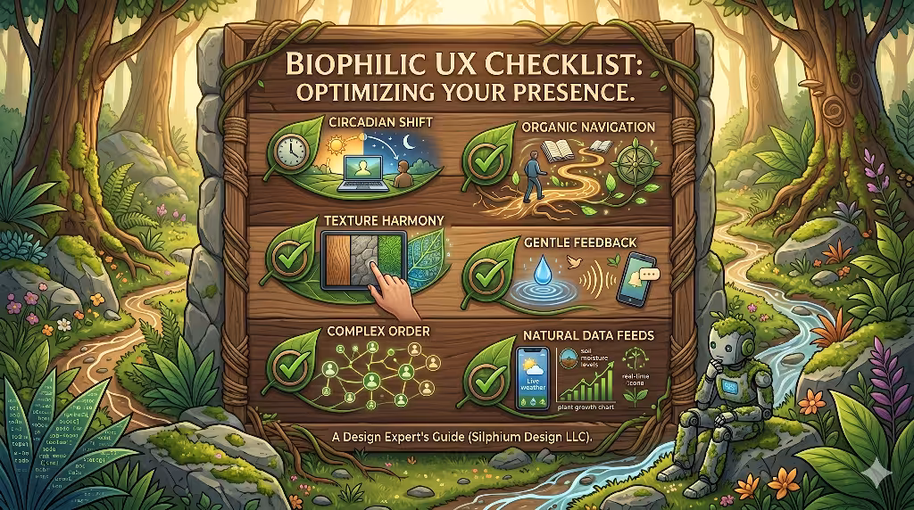 A checklist for biophilic ux for social media.