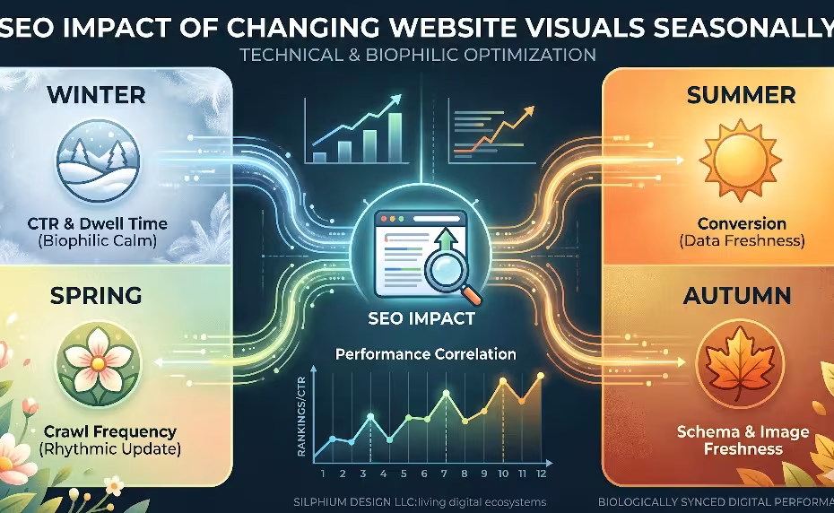 A diagram of changing website visuals seasonally.