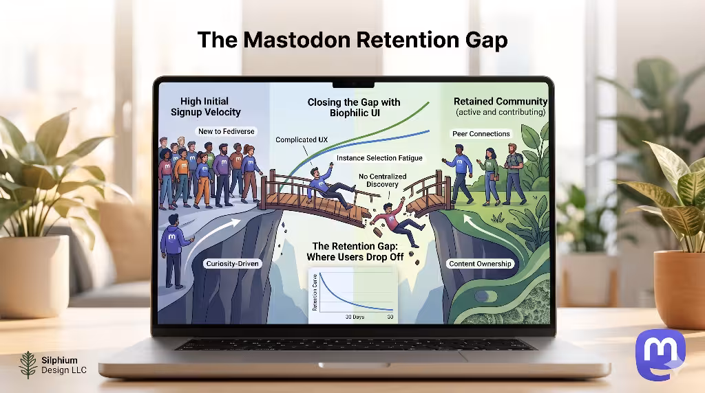 The retention gap on mastodon social media.