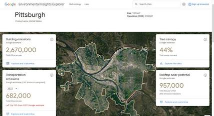 Google website showing environmental insights.