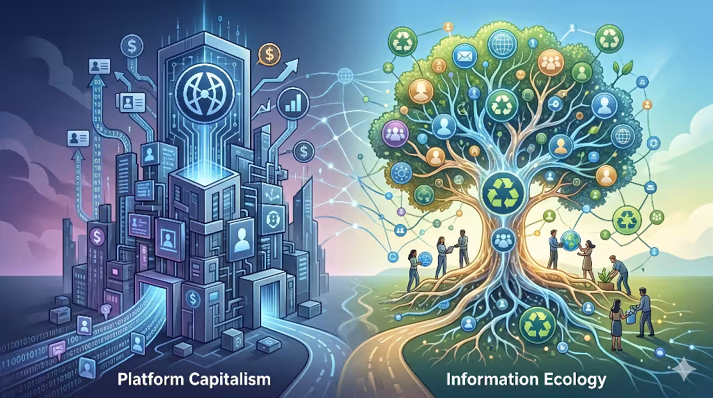 Comparing information ecology vs. platform capitalism.