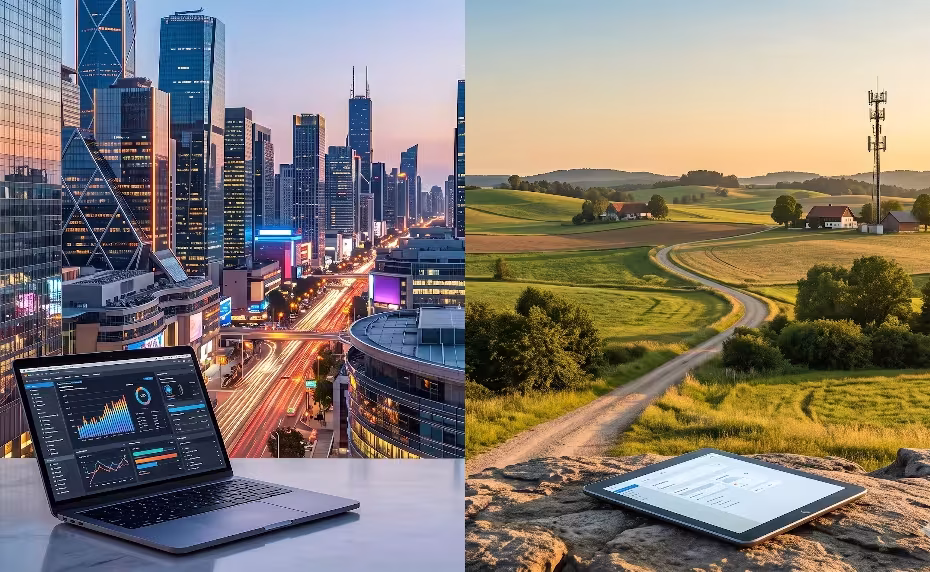A comparison of urban vs. rural digital design.