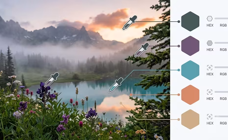 A color palette from photos of nature.
