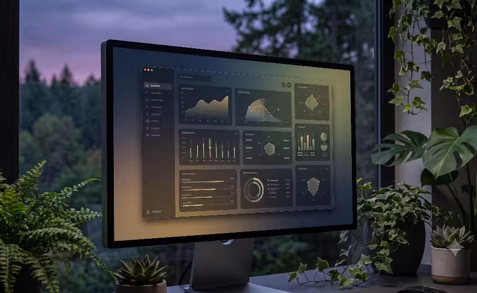 A computer with phenological dark mode.