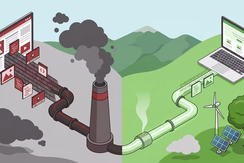 A cartoon representation of a website carbon footprint.