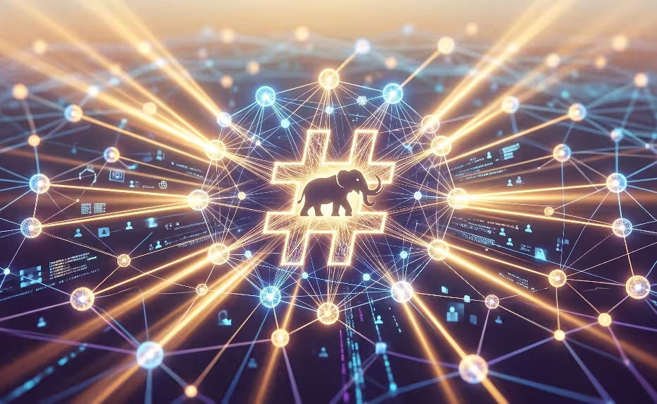 An elephant for mastodon hashtags in the fediverse.