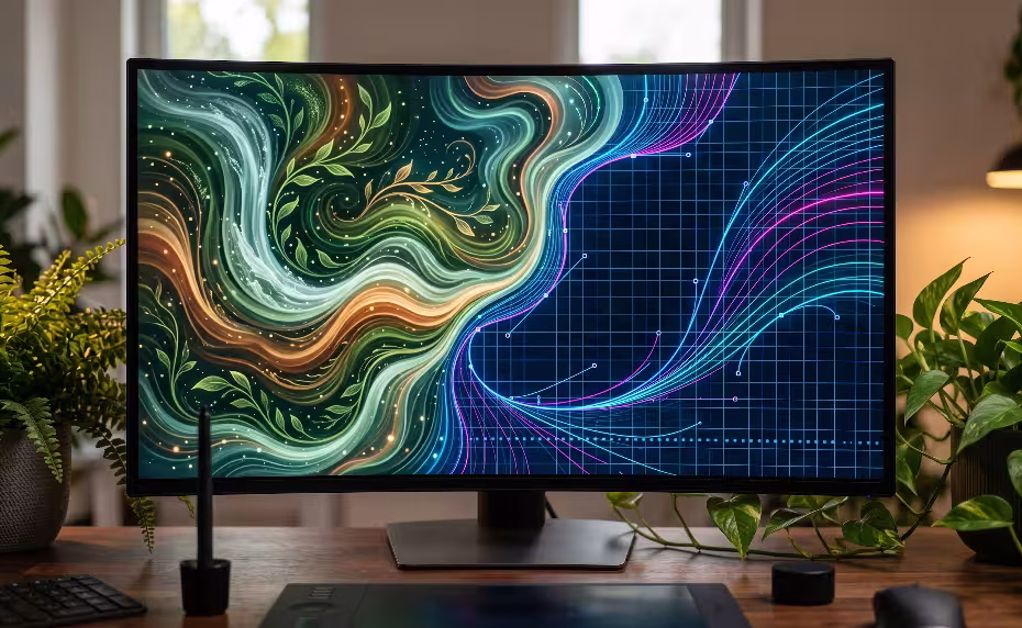 A representation of organic fluid motion vs cubic bezier curve.