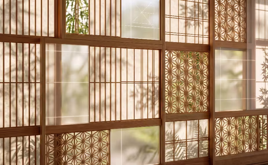 A shoji-inspired screen wall.